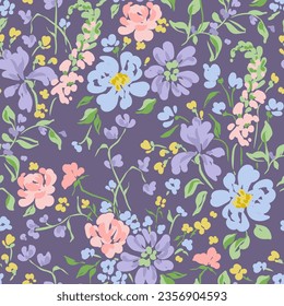 Vektorromantisches, florales, illustriertes, nahtloses Muster