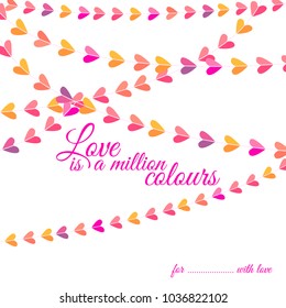 Vector romantic garlands and flags decoration card background template. Paper hearts illustration