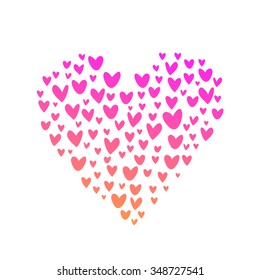 Vector romantic hand drawing heart card background