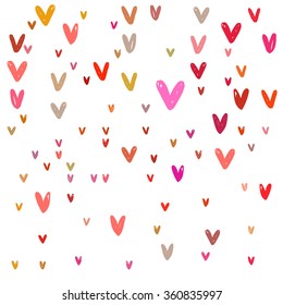 Vector romantic hand drawing heart pattern background
