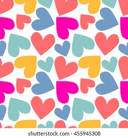 Vector romantic hand drawing hearts seamless pattern background