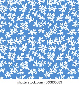 Vector romantic hand drawing seaweed seamless pattern background