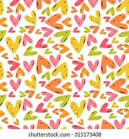 Vector romantic hearts seamless cartoon pattern background template