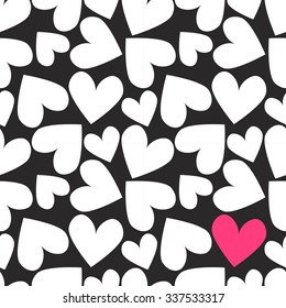 Vector romantic hearts seamless cartoon pattern background template