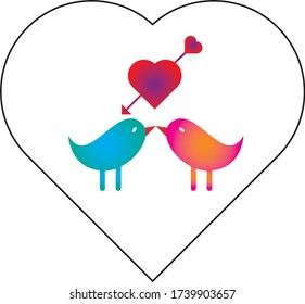 Vector romantic icon of Love bird  on a white background.
