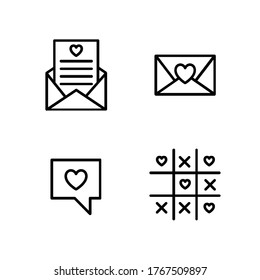 Vector romantic icons with hearts