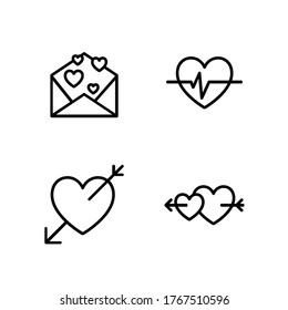 Vector romantic icons with hearts