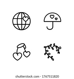 Vector romantic icons ith hearts