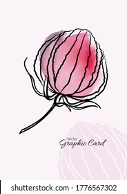 Vector romantic illustration of abstract flower, watercolor hand painted texture, greeting card, invitation or save a date card
