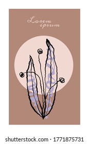 Vector romantic illustration of abstract hand draw flower, greeting card, invitation or save a date card