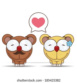 Vector romantic illustration with bear.