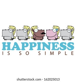 Vector romantic illustration with cute cartoon horses.