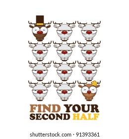 Vector romantic illustration with deers.