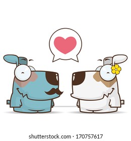 Vector romantic illustration with dogs.