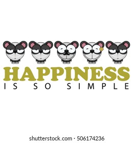 Vector romantic illustration with panda.