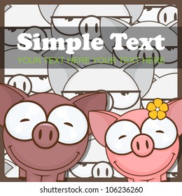 Vector romantic illustration with pigs.