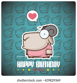 Vector romantic illustration with sheep.