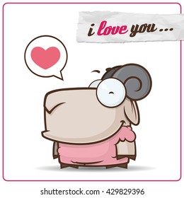 Vector romantic illustration with sheep.