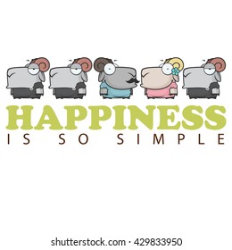 Vector romantic illustration with sheep.