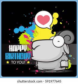 Vector romantic illustration with sheep.