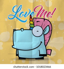 Vector romantic illustration with unicorn characters.