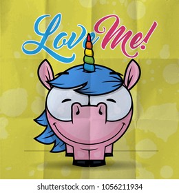 Vector romantic illustration with unicorn characters.