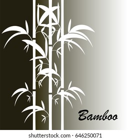 Vector romantic landscape with bamboo trees on white and gray background