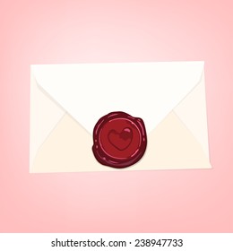 Vector romantic letter with beautiful purple seal
