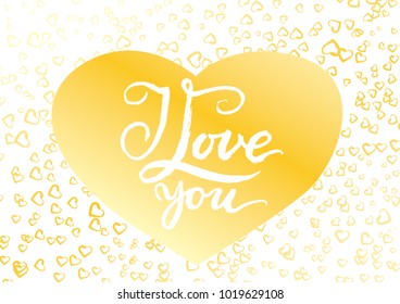Vector romantic lettering about love on white background with little hearts on it that looks like bubbles