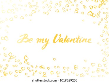 Vector romantic lettering for Valentine's day about love on white background with little hearts on it that looks like bubbles