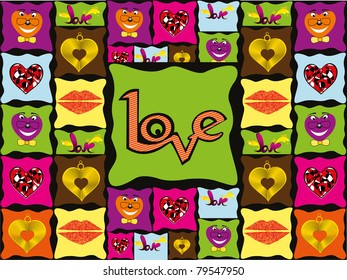 vector romantic pattern wallpaper, vector illustration