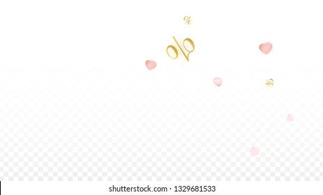 Vector Romantic Sale Background with Hearts and Percent for  Discount Web Design. Good for Special Hot Holiday Discount Offer, Black Friday, Fashion Promotion Action. Romantic Love Illustration.