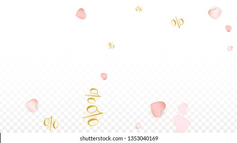 Vector Romantic Sale Background with Hearts and Percent for  Discount Web Design. Good for Special Hot Holiday Discount Offer, Black Friday, Fashion Promotion Action. Romantic Love Illustration.