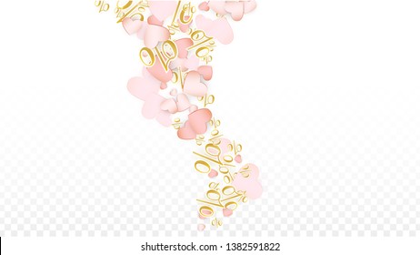 Vector Romantic Sale Background with Hearts and Percent for  Discount Banner Design. Good for Special Hot Holiday Discount Offer, Black Friday, Fashion Promotion Action. Romantic Love Illustration.