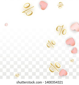 Vector Romantic Sale Background with Hearts and Percent for  Discount Template Design. Good for Special Hot Holiday Discount Offer, Black Friday, Fashion Promotion Action. Romantic Love Illustration.