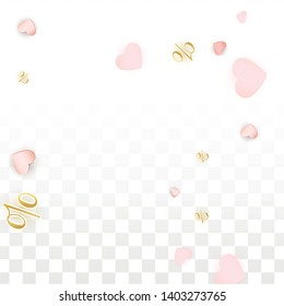 Vector Romantic Sale Background with Hearts and Percent for  Discount Cards Design. Good for Special Hot Holiday Discount Offer, Black Friday, Fashion Promotion Action. Romantic Love Illustration.