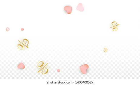 Vector Romantic Sale Background with Hearts and Percent for  Discount  Flyer Design. Good for Special Hot Holiday Discount Offer, Black Friday, Fashion Promotion Action. Romantic Love Illustration.
