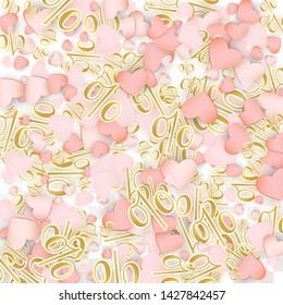Vector Romantic Sale Background with Hearts and Percent for  Discount Poster Design. Good for Special Hot Holiday Discount Offer, Black Friday, Fashion Promotion Action. Romantic Love Illustration.
