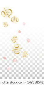 Vector Romantic Sale Background with Hearts and Percent for  Discount Web Design. Good for Special Hot Holiday Discount Offer, Black Friday, Fashion Promotion Action. Romantic Love Illustration.