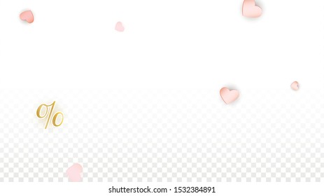 Vector Romantic Sale Background with Hearts and Percent for  Discount  Flyer Design.  Romantic Love Illustration.