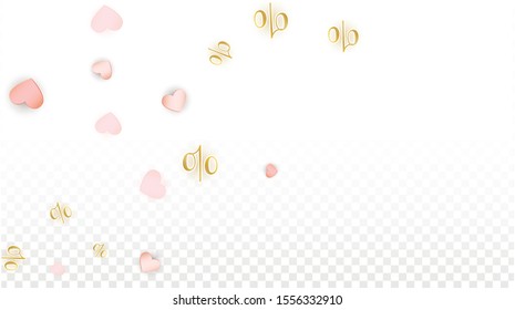 Vector Romantic Sale Background with Hearts and Percent for  Discount Web Design. Good for Special Hot Holiday Discount Offer, Black Friday, Fashion Promotion Action. Romantic Love Illustration.