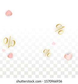 Vector Romantic Sale Background with Hearts and Percent for  Discount Web Design. Good for Special Hot Holiday Discount Offer, Black Friday, Fashion Promotion Action. Romantic Love Illustration.