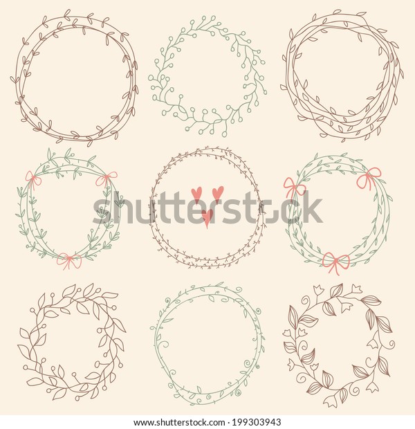 Vector Romantic Set Circle Floral Borders Stock Vector Royalty Free