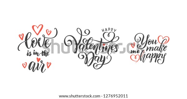 Vector Romantic Set Hand Lettering Love Stock Vector Royalty Free