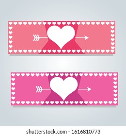 Vector romantic template horizontal banner for Valentine’s Day, Holiday banner for valentine's day.