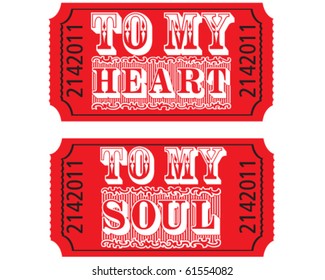 vector romantic tickets to my heart and soul