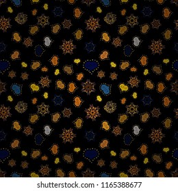 Vector. Romantic wallpaper for wrapping paper. Girlish repeated backdrop with hearts, drawing in sketch style on black, blue colors. Valentines day wrapping paper. Abstract seamless love pattern.