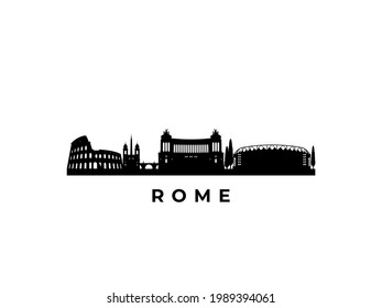 Vector Rome skyline. Travel Rome famous landmarks. Business and tourism concept for presentation, banner, web site.