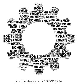 Vector rome text icons are formed into cogwheel combination. Engineering design concept constructed with rome text components.