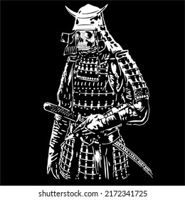 vector of ronin skull, good for design reference
